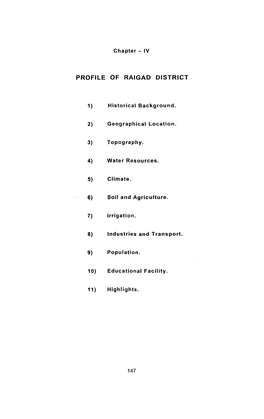 Chapter- IV PROFILE of RAIGAD DISTRICT 1) Historical Background