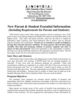 New Parent & Student Essential Information