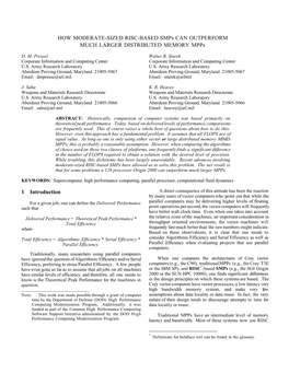 HOW MODERATE-SIZED RISC-BASED Smps CAN OUTPERFORM MUCH LARGER DISTRIBUTED MEMORY Mpps