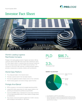 Investor Fact Sheet PLD $86.7B 3.3%