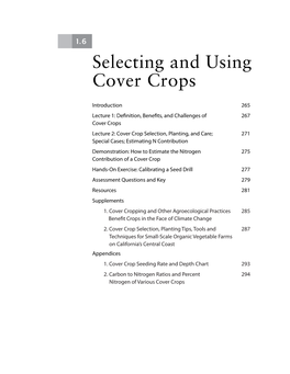 Unit 1.6, Selecting and Using Cover Crops