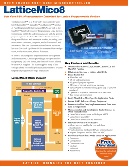 Latticemico8 Soft Core 8-Bit Microcontroller Optimized for Lattice Programmable Devices