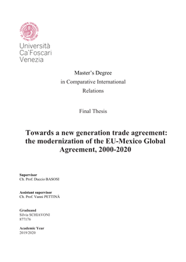 The Modernization of the EU-Mexico Global Agreement, 2000-2020
