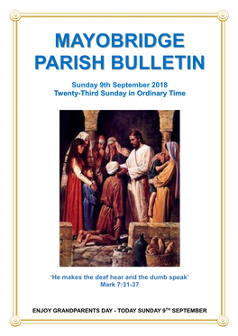 Parish Newsletter WE 9 September 2018