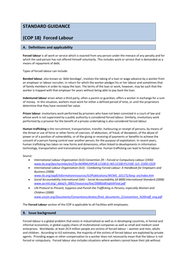 STANDARD GUIDANCE (COP 18) Forced Labour