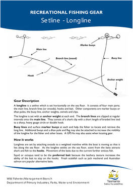 RECREATIONAL FISHING GEAR Setline - Longline