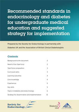 Recommended Standards in Endocrinology and Diabetes for Undergraduate Medical Education and Suggested Strategy for Implementation
