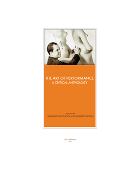 The Art of Performance a Critical Anthology