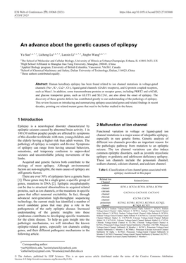 An Advance About the Genetic Causes of Epilepsy