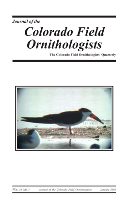 Colorado Field Ornithologists the Colorado Field Ornithologists' Quarterly