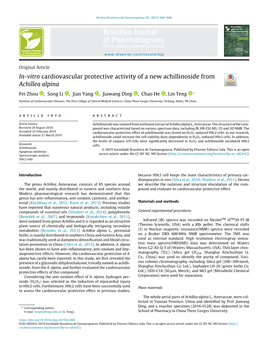 In-Vitro Cardiovascular Protective Activity of a New Achillinoside from Achillea Alpina