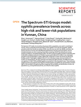 The Spectrum-STI Groups Model: Syphilis Prevalence Trends Across High-Risk and Lower-Risk Populations in Yunnan, China Eline L
