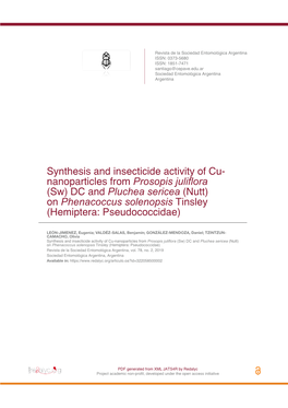 Synthesis and Insecticide Activity of Cu-Nanoparticles From