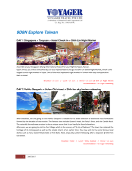 9D8N Taiwan Tour Package