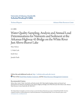 Water Quality Sampling, Analysis and Annual Load Determinations