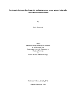 The Impact of Standardized Cigarette Packaging Among Young Women in Canada: a Discrete Choice Experiment