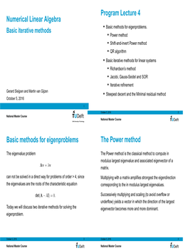 Numerical Linear Algebra Program Lecture 4 Basic Methods For
