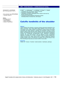 Calcific Tendinitis of the Shoulder