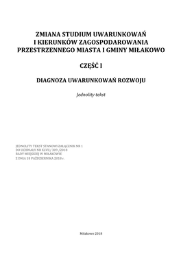 Zmiana Studium Uwarunkowań I Kierunków Zagospodarowania Przestrzennego Miasta I Gminy Miłakowo