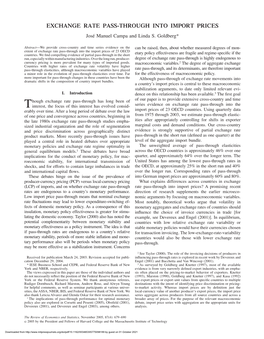EXCHANGE RATE PASS-THROUGH INTO IMPORT PRICES Jose´ Manuel Campa and Linda S