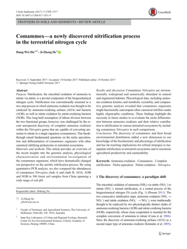 Comammox—A Newly Discovered Nitrification Process in the Terrestrial Nitrogen Cycle