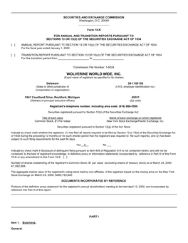 WOLVERINE WORLD WIDE, INC. (Exact Name of Registrant As Specified in Its Charter)