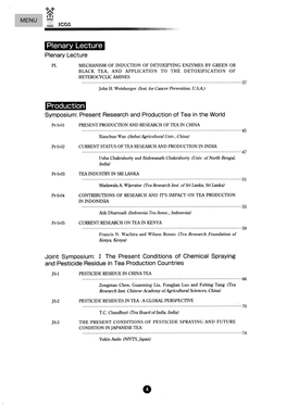 Iiimed Symposium: Present Research and Production of -Tea in the World