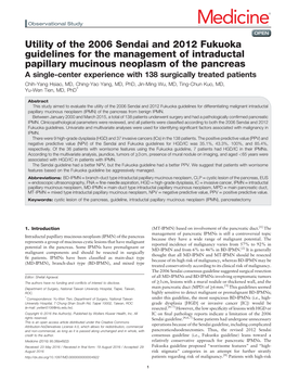 Utility of the 2006 Sendai and 2012 Fukuoka Guidelines for The