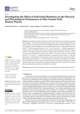 Investigating the Effect of Individual Rotations on the Physical and Physiological Performance in Elite Female Field Hockey Players