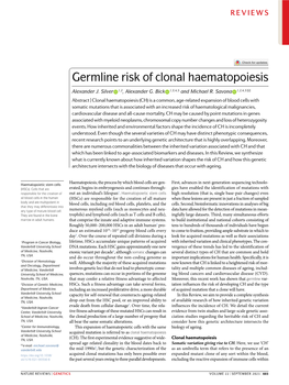 Germline Risk of Clonal Haematopoiesis