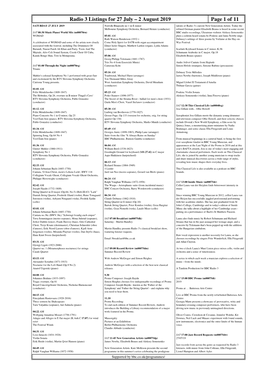 2 August 2019 Page 1 of 11 SATURDAY 27 JULY 2019 Norfolk Rhapsody No 1 in E Minor Talents of Radio 3'S Current New Generation Artists