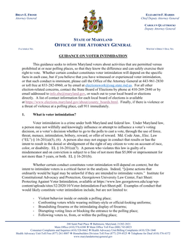 Guidance on Voter Intimidation