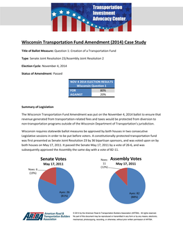 Wisconsin Transportation Fund Amendment (2014) Case Study