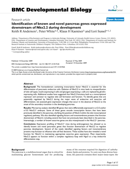 BMC Developmental Biology Biomed Central