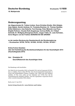 Deutscher Bundestag Änderungsantrag