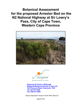 Botanical Assessment-N2 Arrestor Bed Sir Lowrys Pass Rev