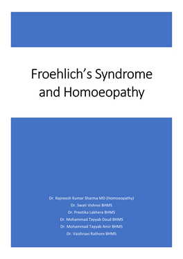 Froehlich's Syndrome and Homoeopathy