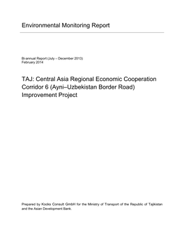 Panjakent – Uzbekistan Border Road Project Bio-Annual Environmental Monitoring Report (July – Dec 2013)