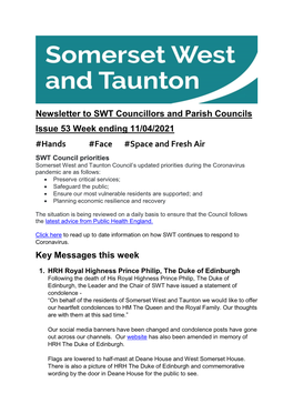 Newsletter to SWT Councillors and Parish