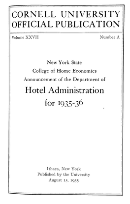 OFFICIAL PUBLICATION Hotel Administration