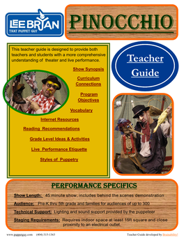 Teacher Guide Is Designed to Provide Both Teachers and Students with a More Comprehensive Understanding of Theater and Live Performance