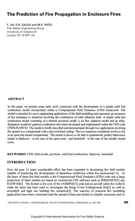 The Prediction of Fire Propagation in Enclosure Fires