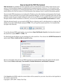 How to Search for PDF File Content