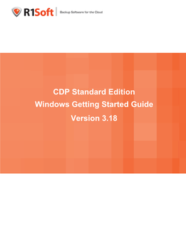 CDP Standard Edition Windows Getting Started Guide Version 3.18