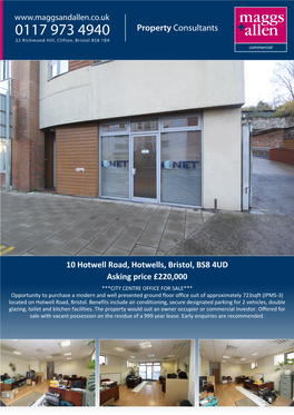 Property Consultants 10 Hotwell Road, Hotwells, Bristol, BS8 4UD Asking Price £220,000