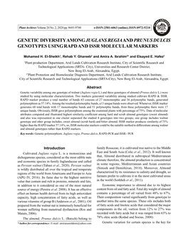 Genetic Diversity Among Juglans Regiaand Prunus