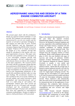 Aerodynamic Analysis and Design of a Twin Engine Commuter Aircraft