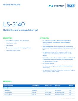 LS-3140 Optically Clear Encapsulation Gel