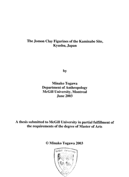 The Jomon Clay Figurines of the Kaminabe Site, Kyushu, Japan By