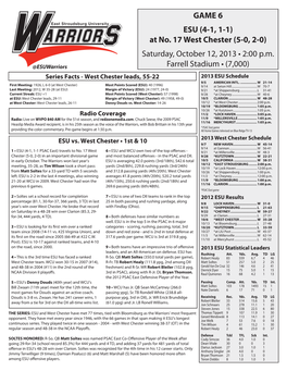 GAME NOTES ESU at a Glance Denny Douds Set the Division II Record for Games Coached in 2011 DENNY DOUDS by the NUMBERS Location